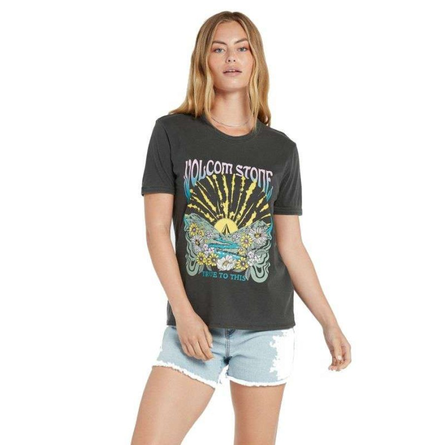 Technical Clothing * | Radiant Model Volcom Truly Ringer Tee (Black) Women