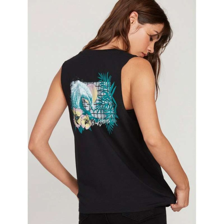 Technical Clothing * | Glamor Model Women'S Volcom Stone Hour Tank Top (Black)