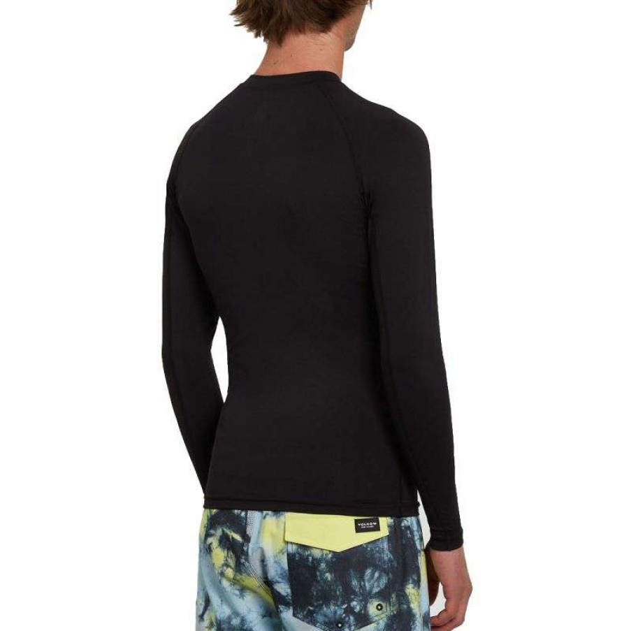 Technical Clothing * | Trend Model Volcom Lido Solid Ls (Black) Men'S Rashguard