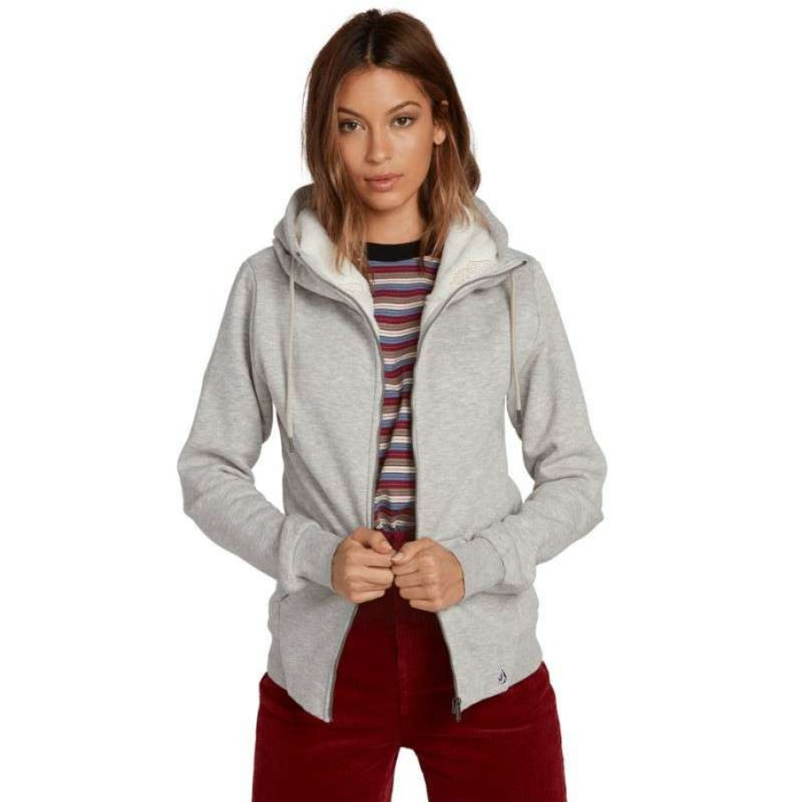 Technical Clothing * | Exclusive Design Volcom Walk On By Sherpa (Heather Grey) Women'S Sweatshirt