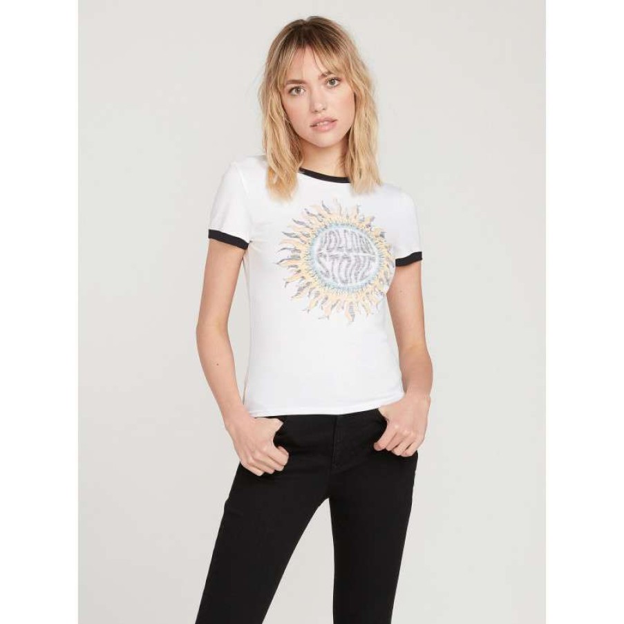 Technical Clothing * | Exactly Discount Volcom Go Faster Ringer T-Shirt (White) Women