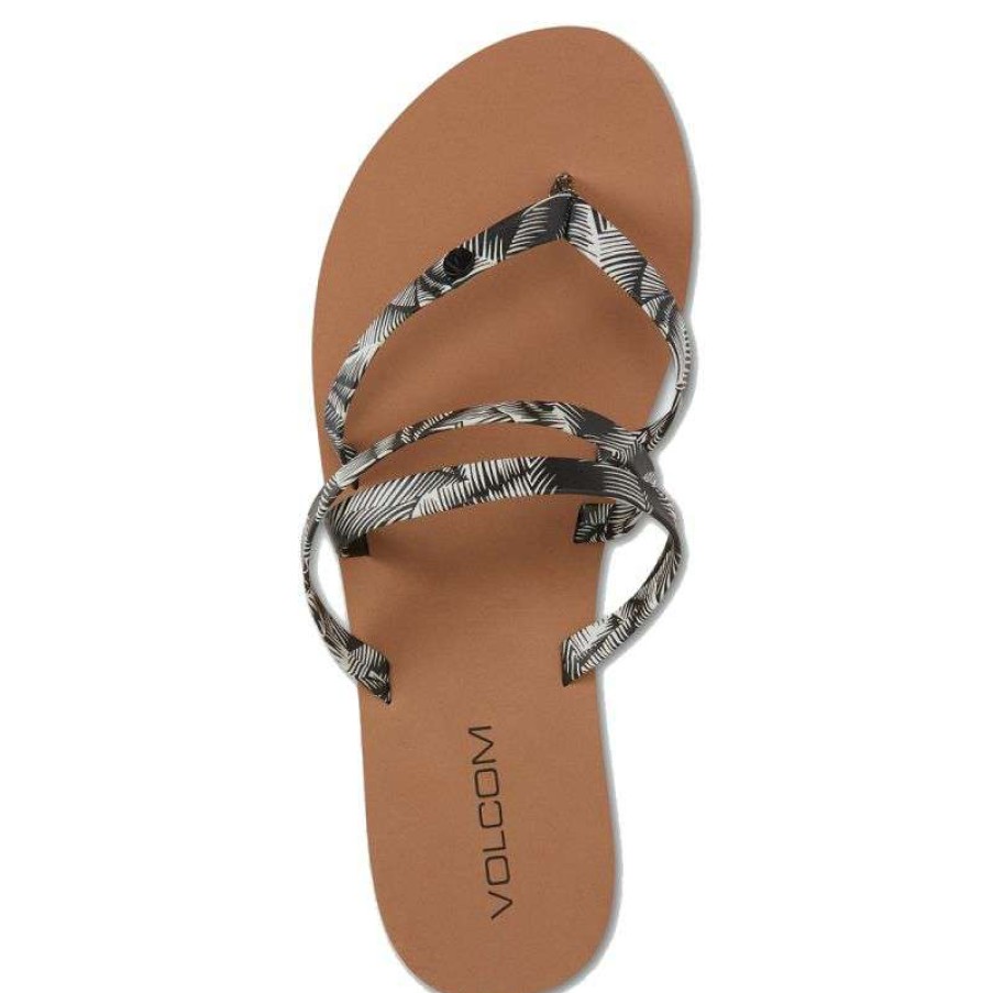 Outdoor Shoes * | Cut Price Volcom Easy Breezy Ii (Black&White) Women'S Flip Flops