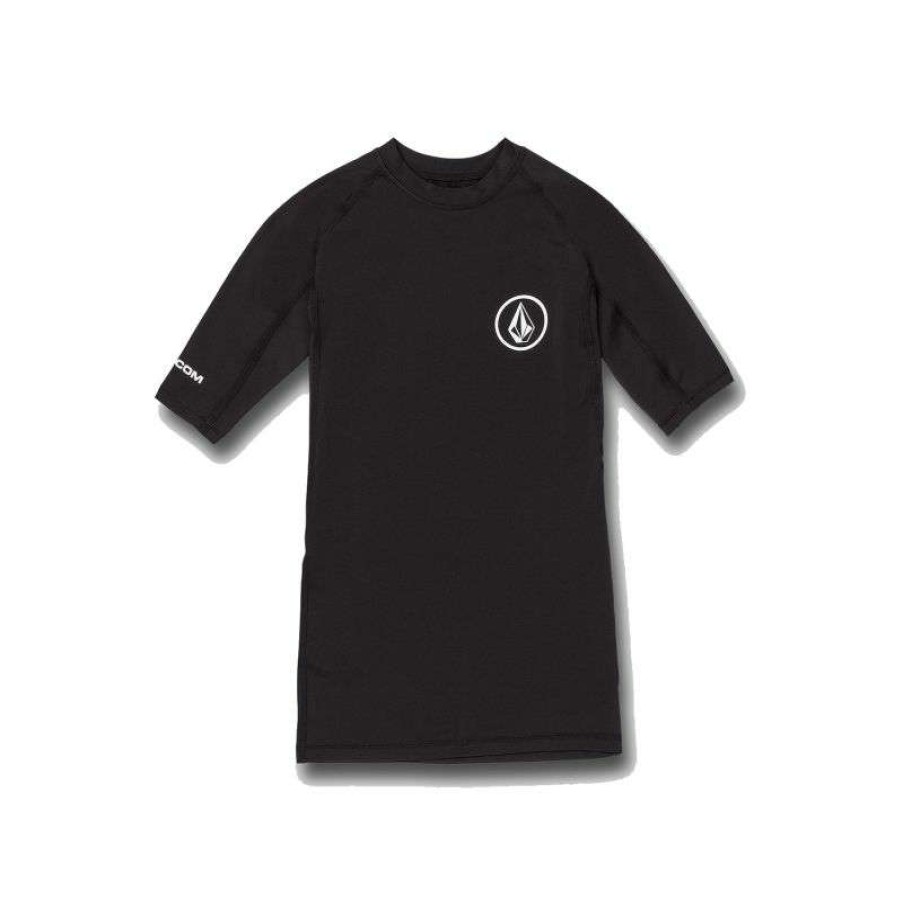 Technical Clothing * | Trend Model Volcom Lido Solid Ss (Black) Men'S Rashguard