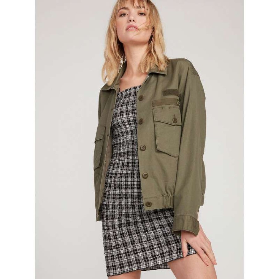 Technical Clothing * | Premium Product Volcom Army Whaler Jacket (Army Green Combo) Women