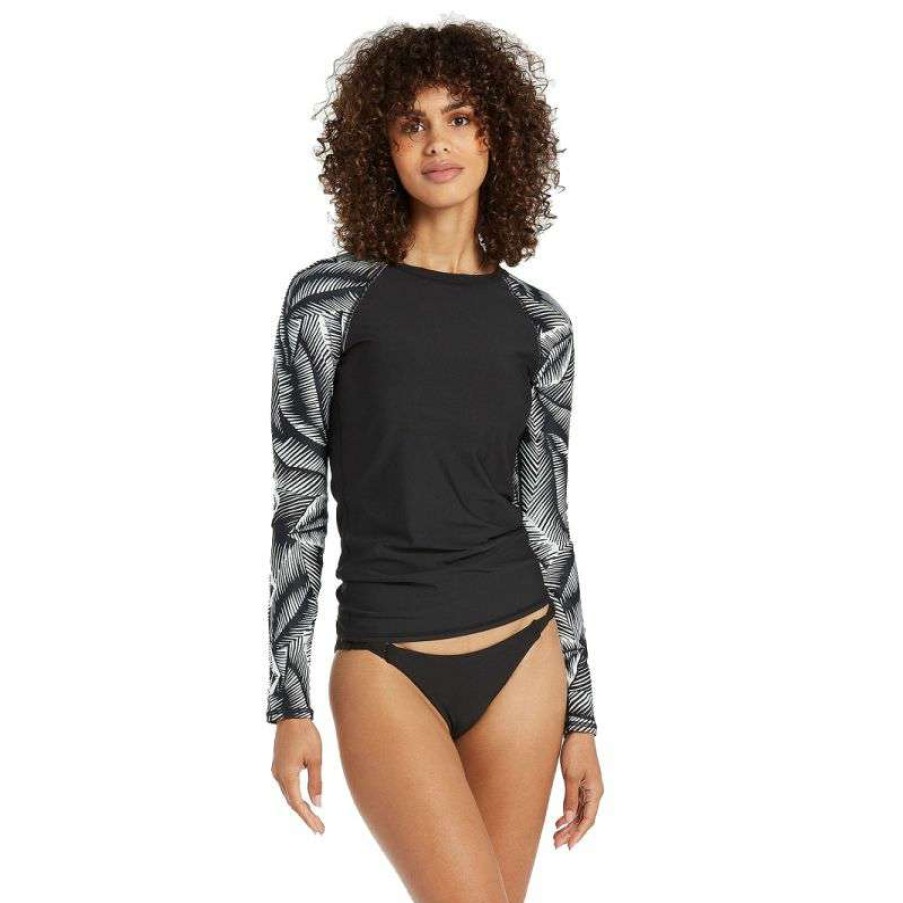 Technical Clothing * | Cut Price Volcom Stay Or Leaf Ls Rashguard (Black) Women