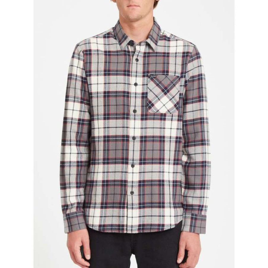 Technical Clothing * | Exceptional Design Volcom Caden Plaid Shirt (Bleached Sand) Man